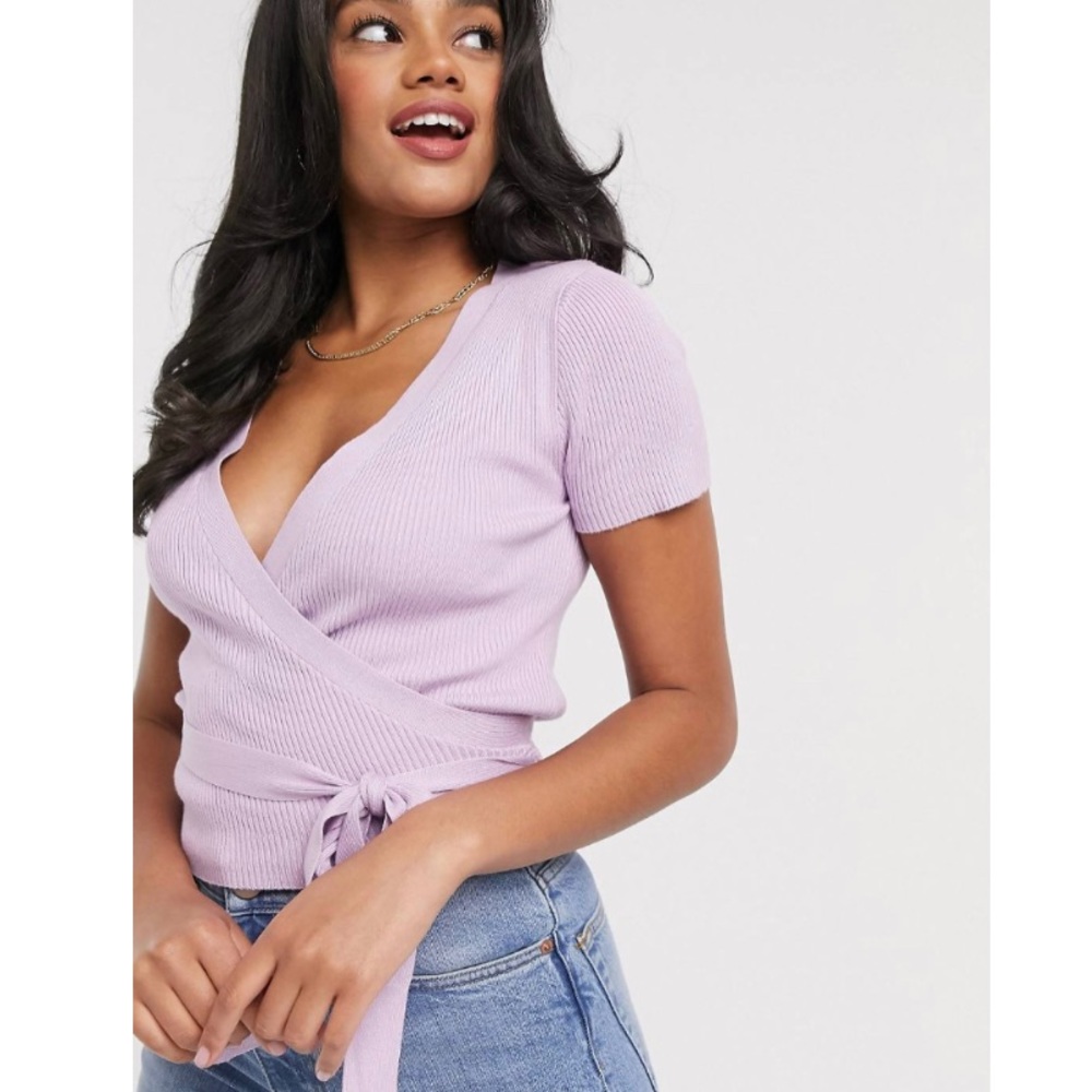 Stradivarius Wrap Top in lilac